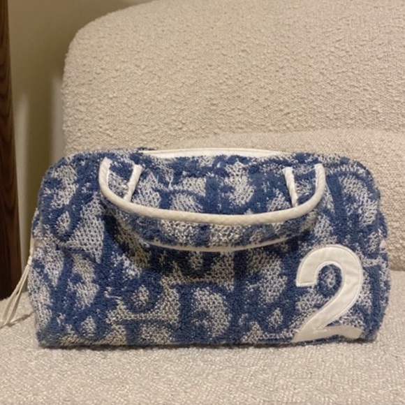 Authentic Vintage christian dior monogram terry cloth towel bag in blue - Picture 11 of 11